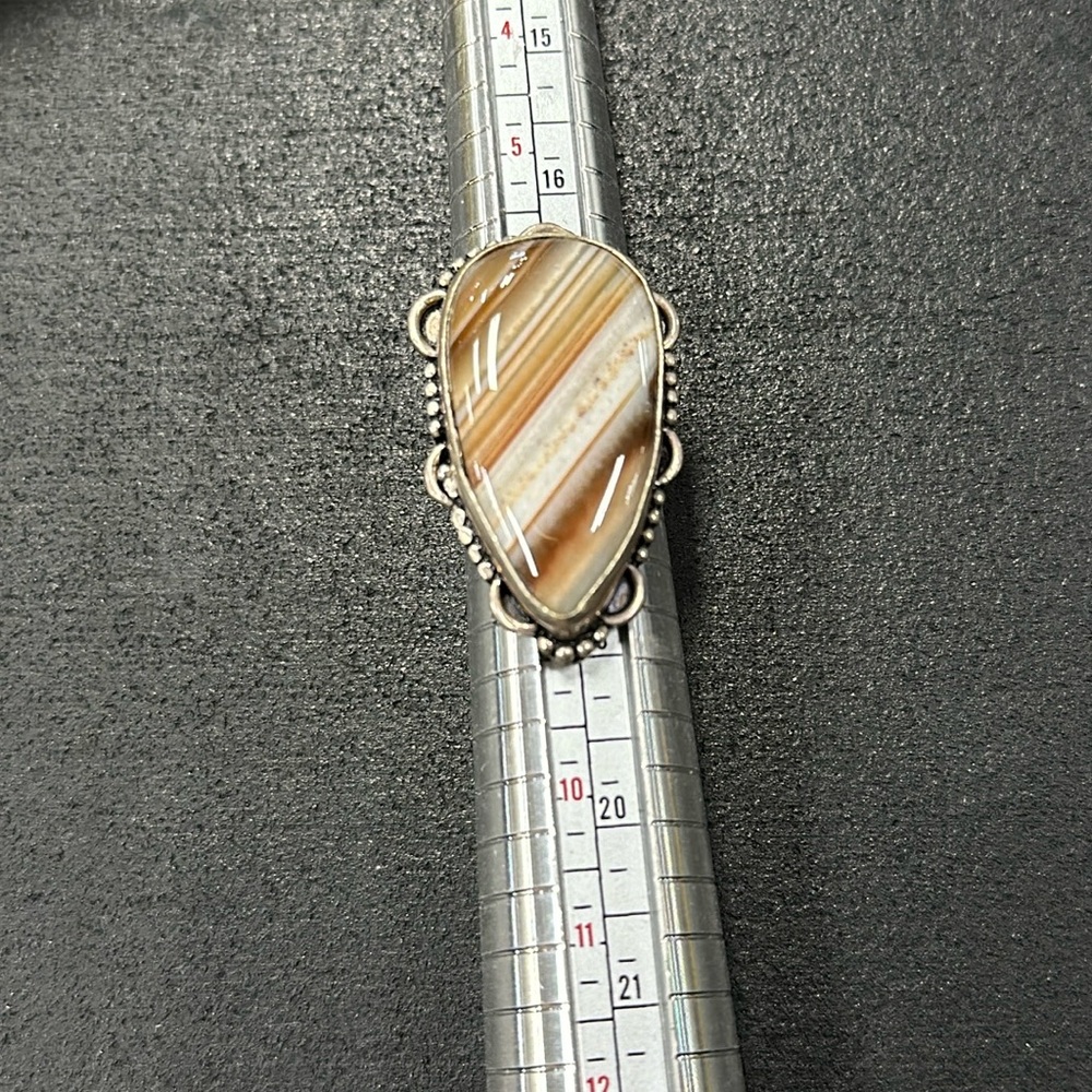 925 sterling silver natural gemstone agate ring